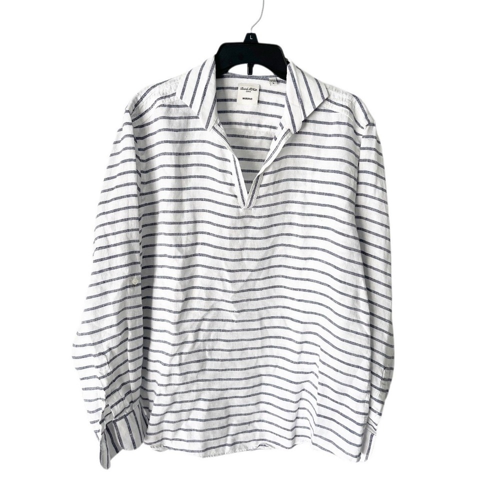 Murano Baird McNutt Irisn Linen Striped V Neck Tunic Top Men's Large Coastal